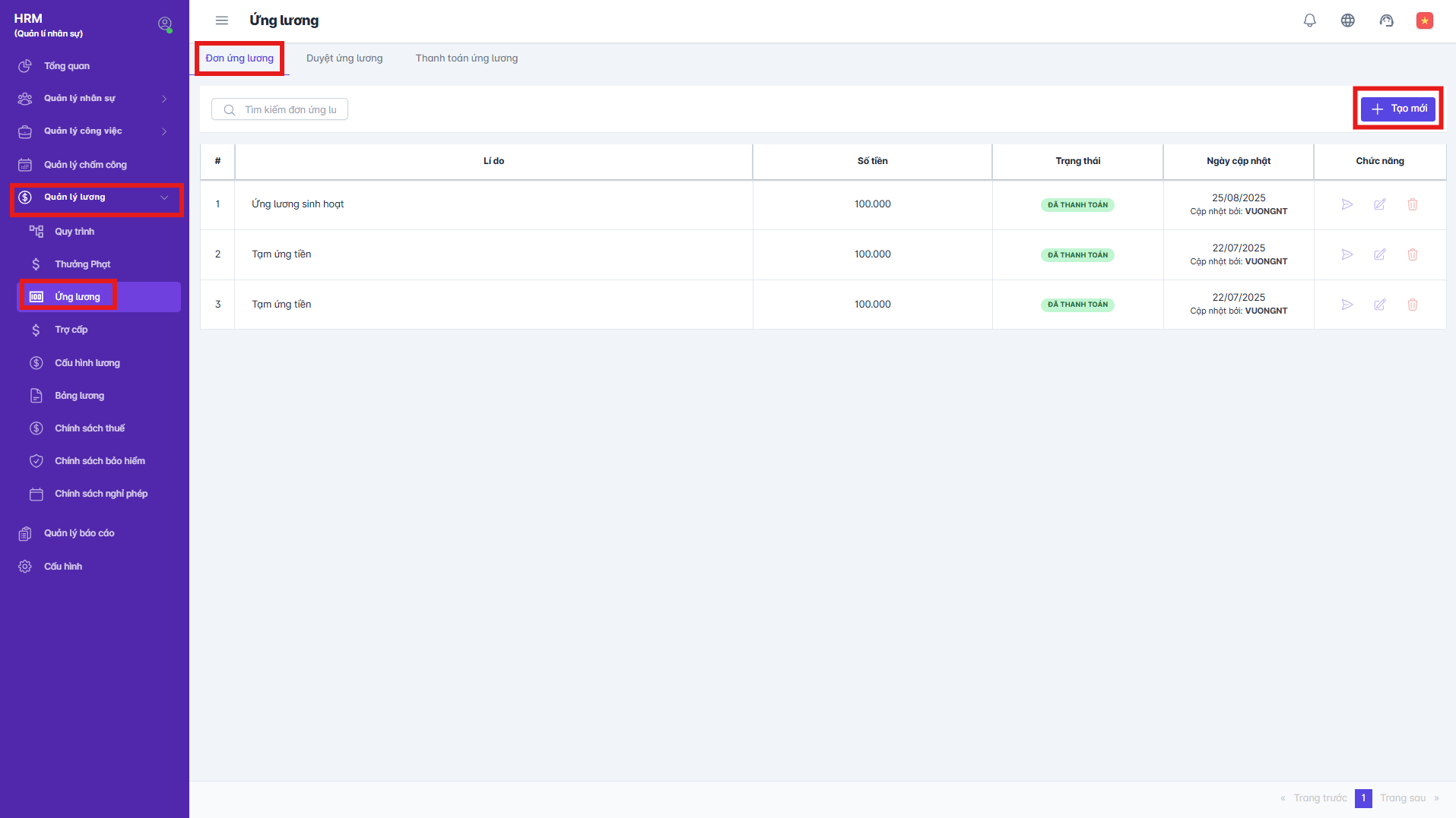 SMART HR | Ứng lương