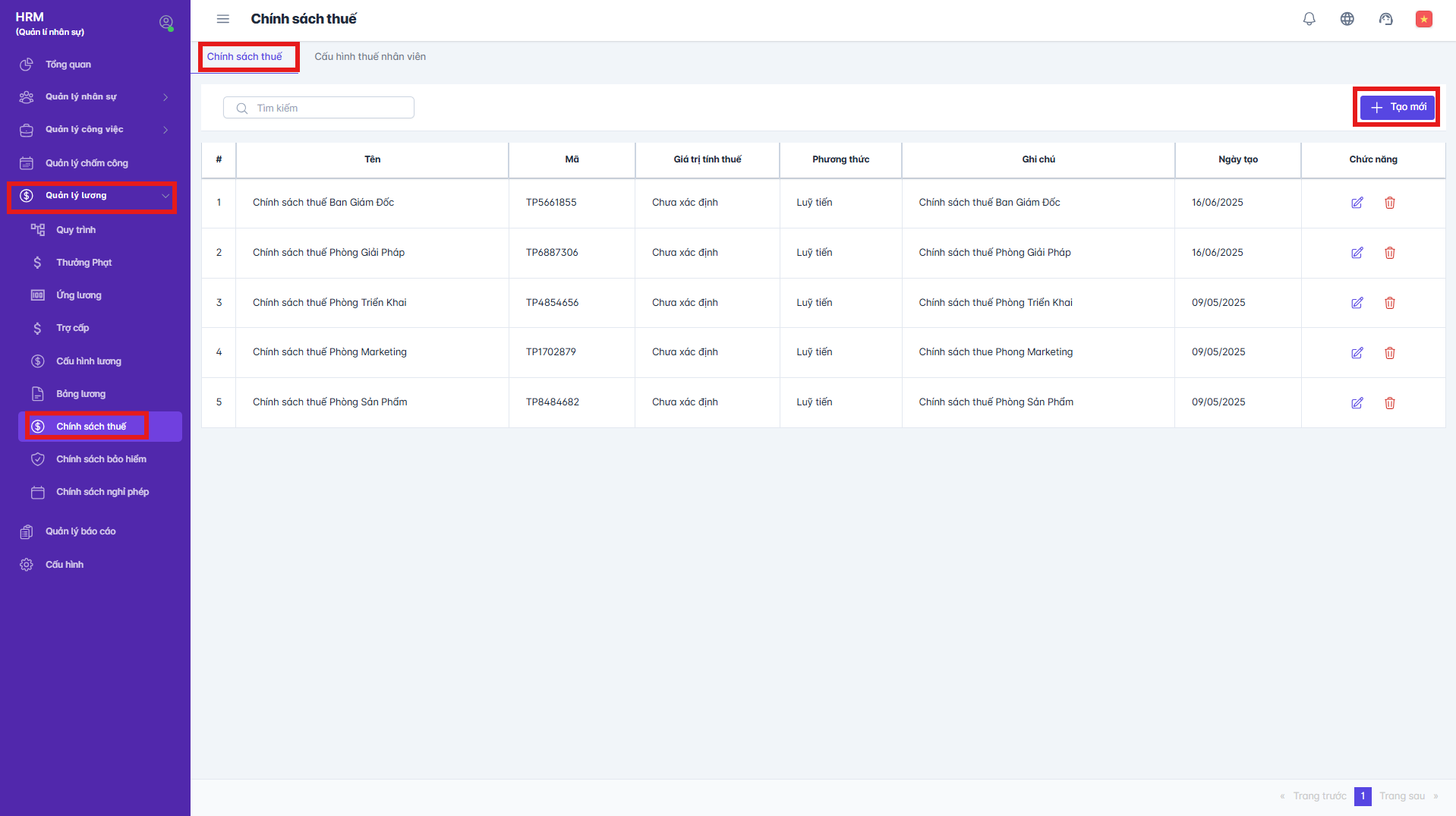SMART HR | Chính sách thuế