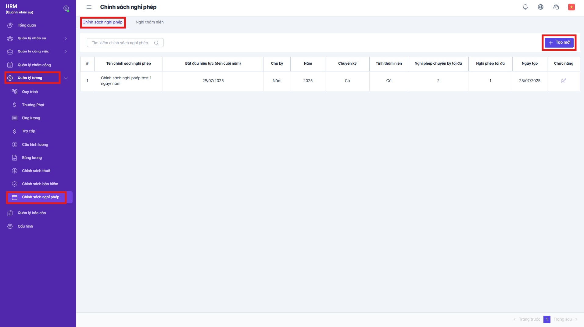 SMART HR | Chính sách nghỉ phép