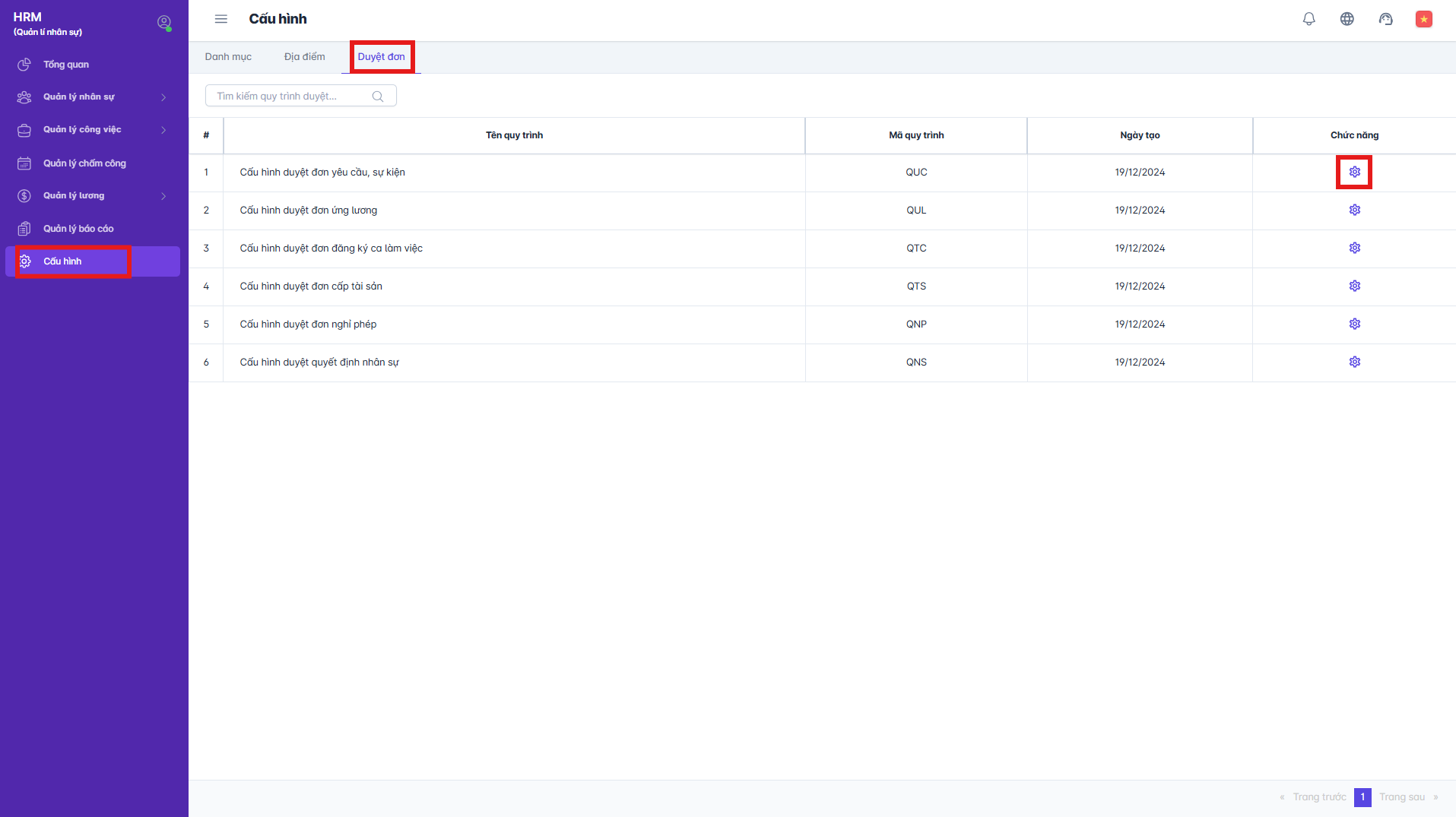 SMART HR | Cấu hình duyệt đơn