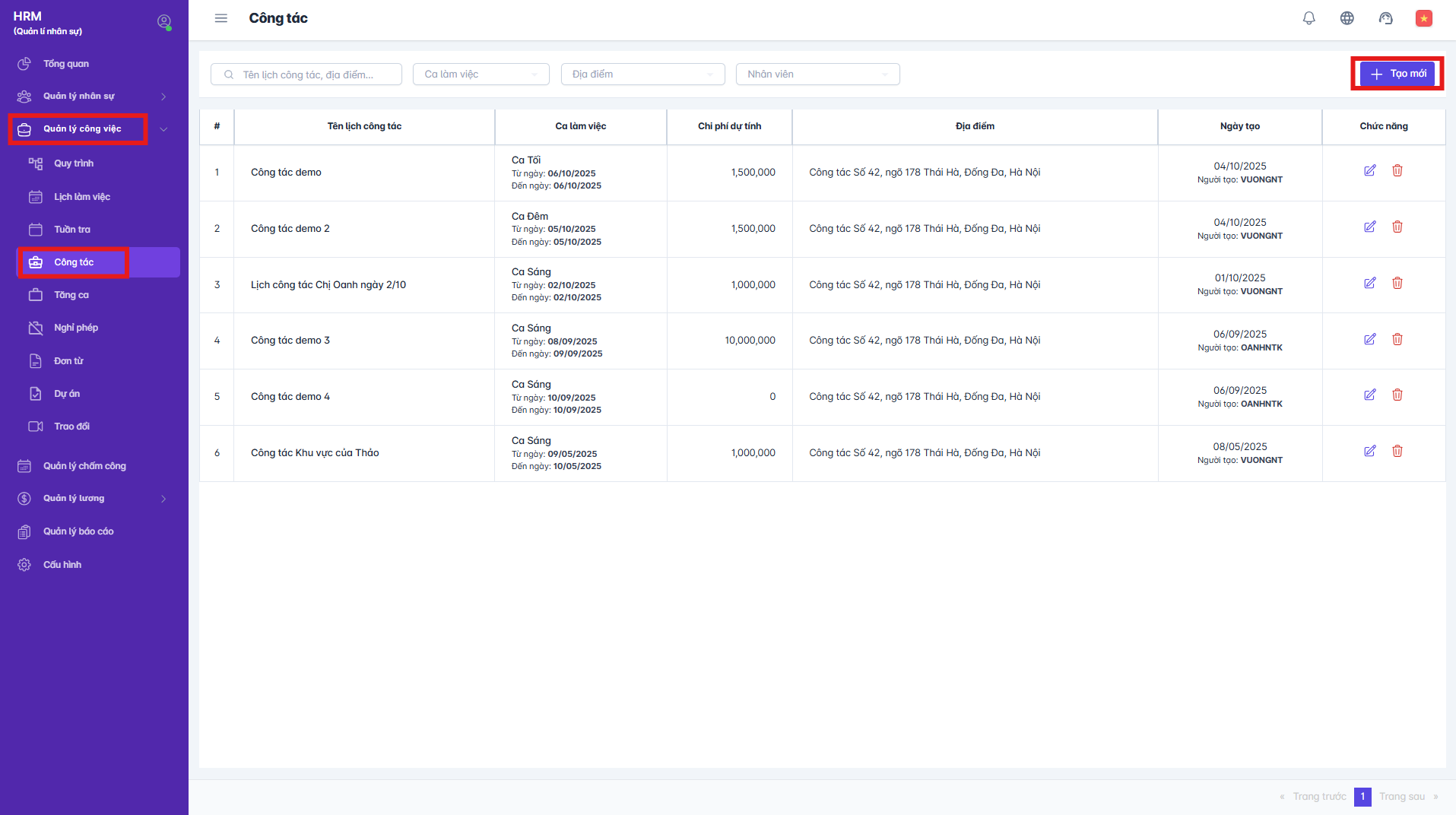 SMART HR | Công tác