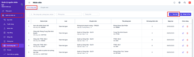 SMART HR | Phòng ban