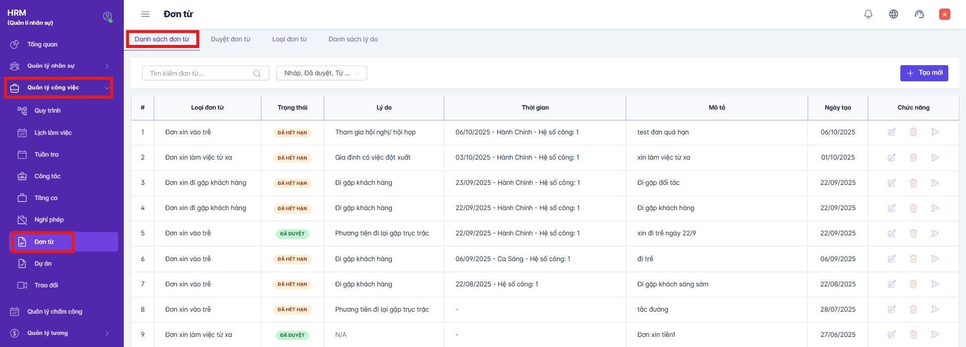 SMART HR | Quản lý công việc