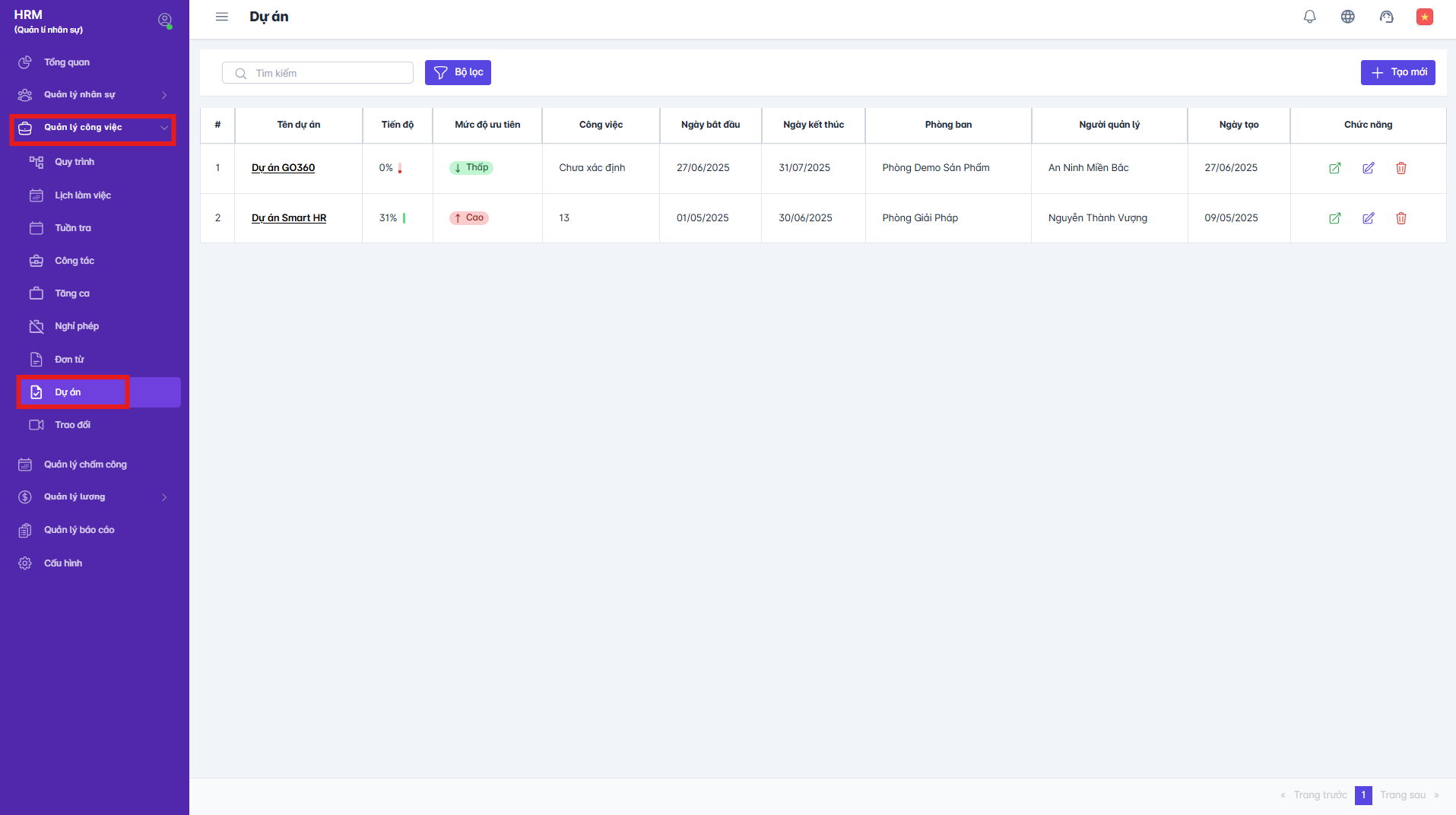 SMART HR | Quản lý công việc