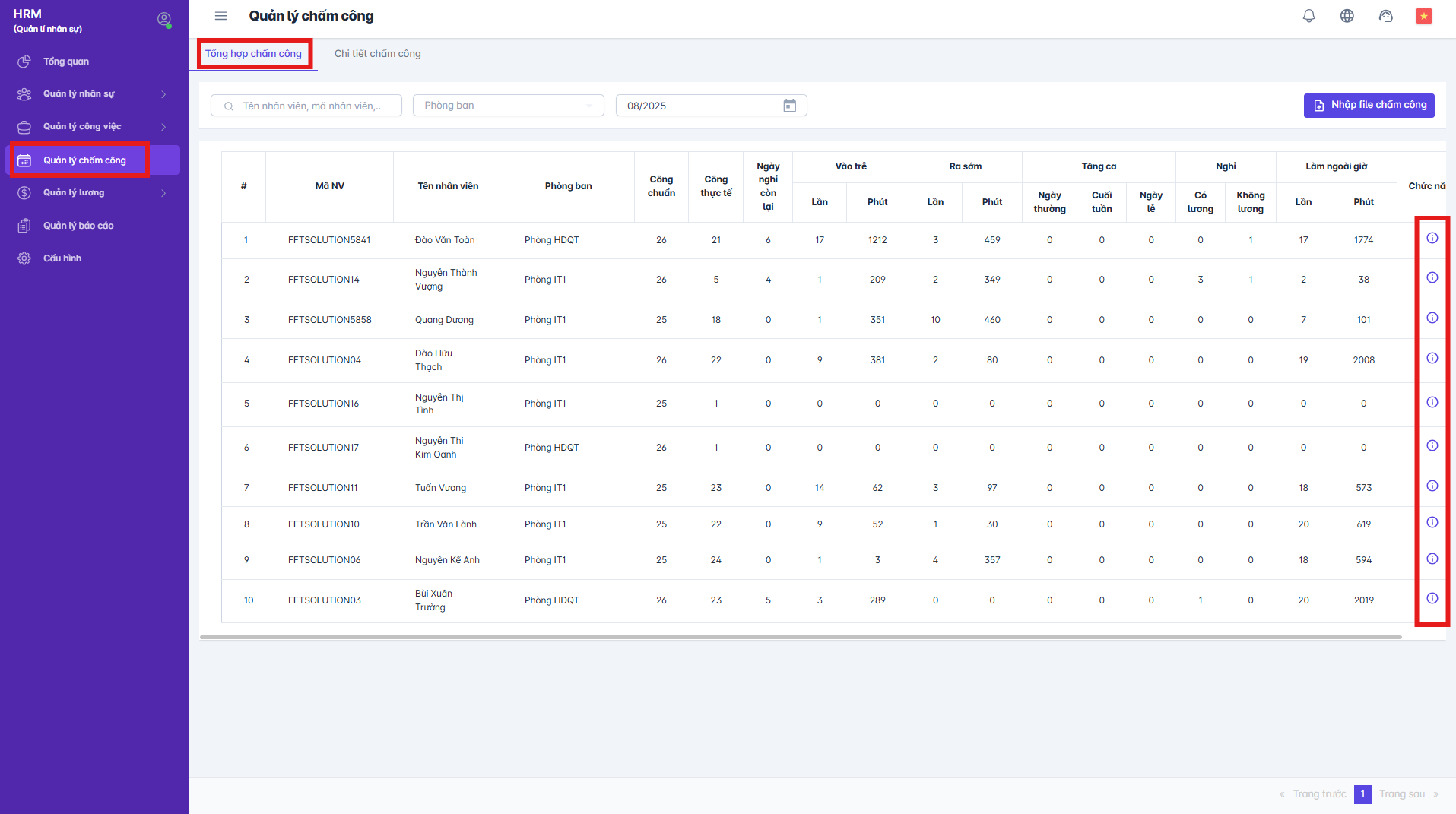 SMART HR | Tổng hợp chấm công