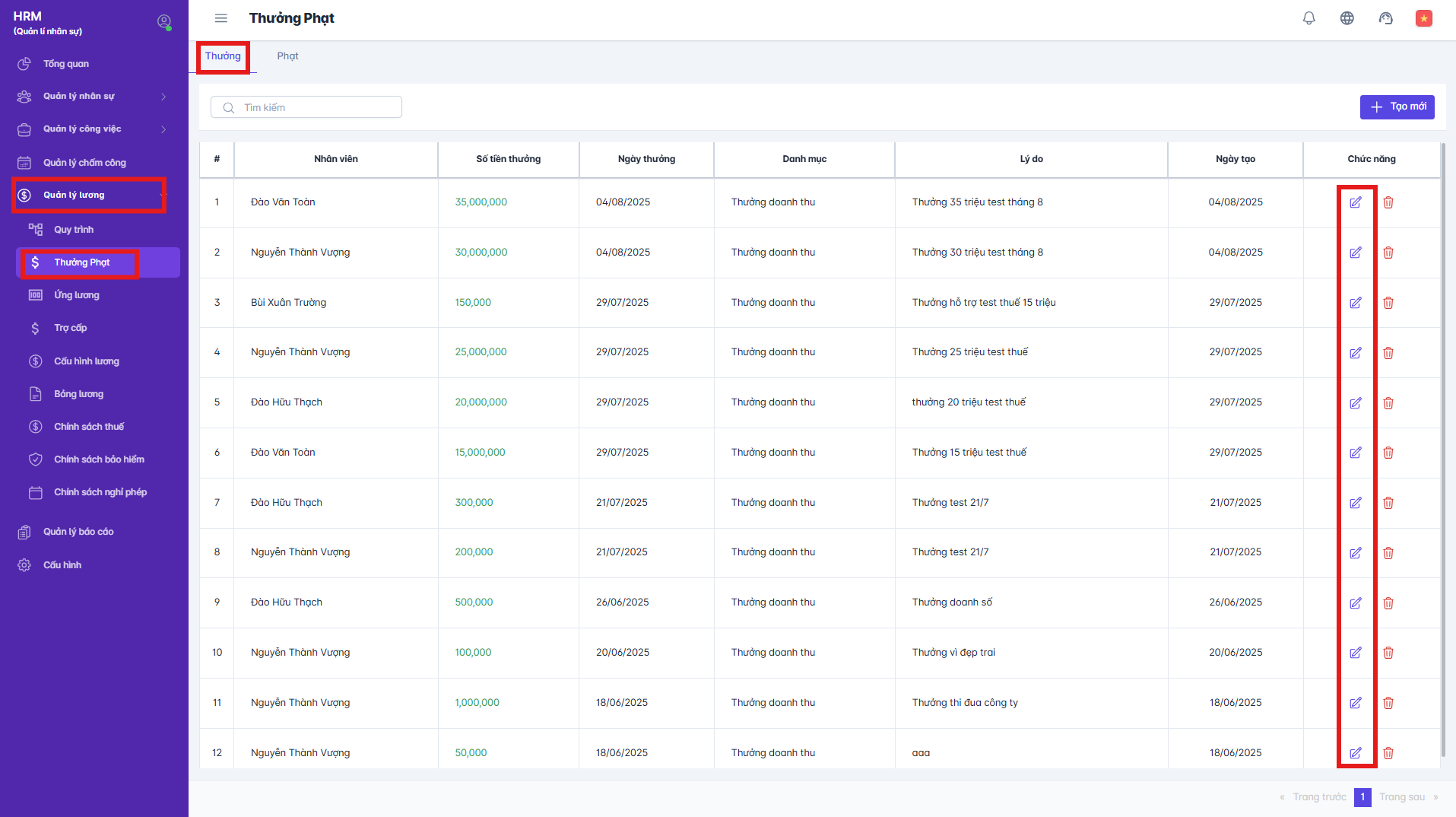 SMART HR | Thưởng phạt