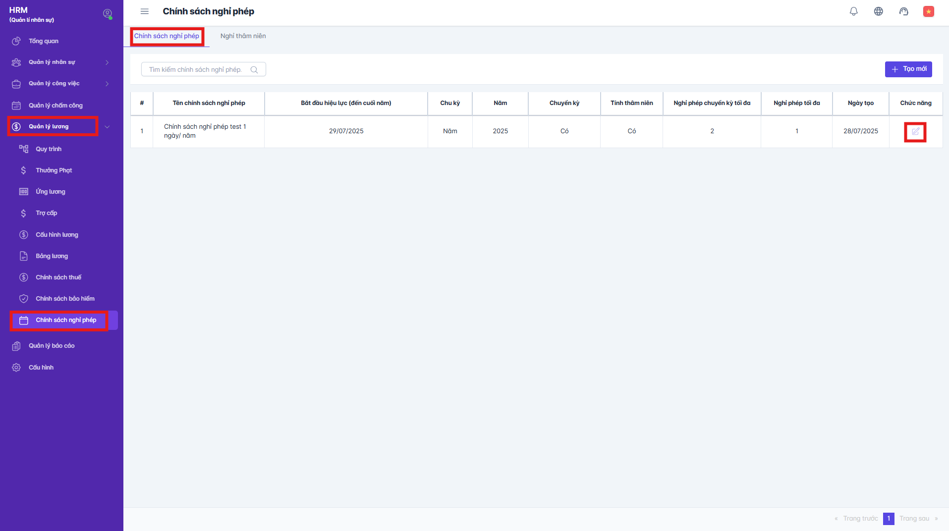 SMART HR | Chính sách nghỉ phép