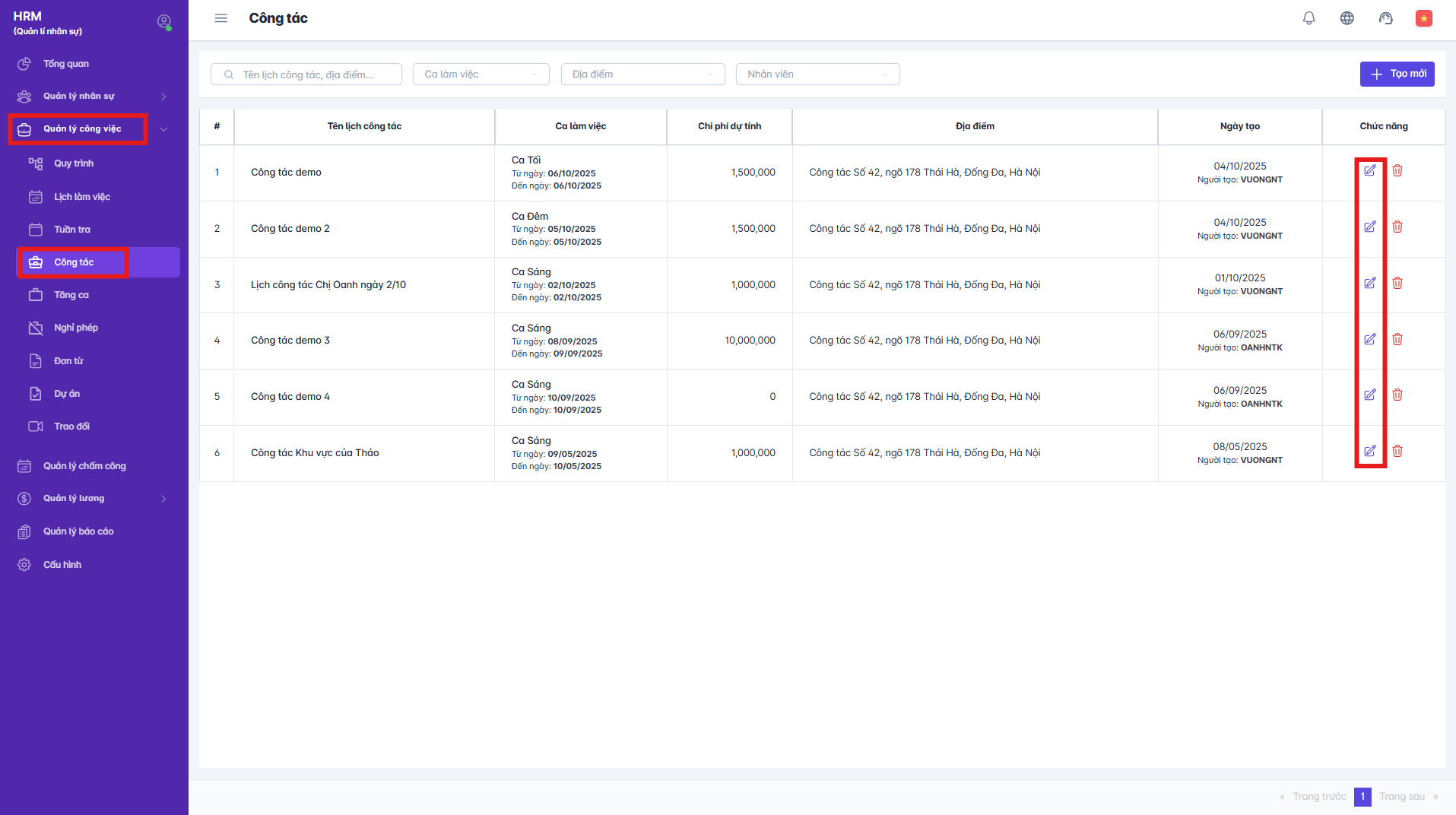 SMART HR | Công tác