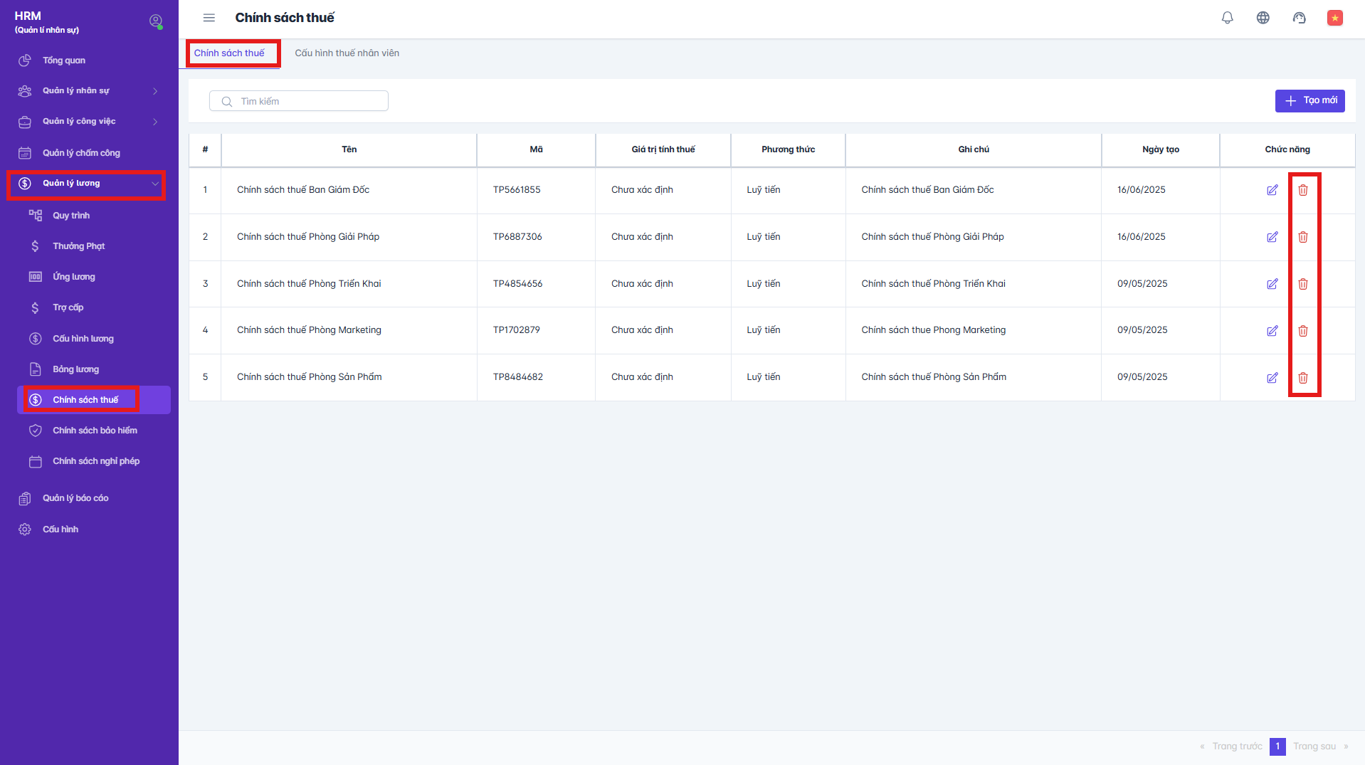 SMART HR | Chính sách thuế