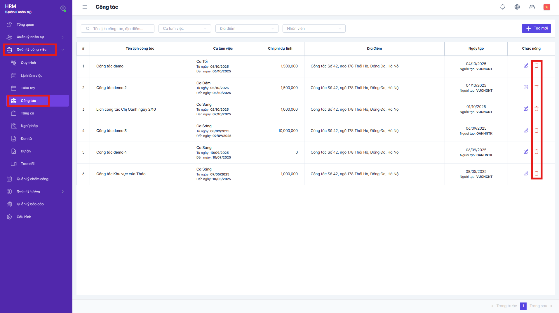 SMART HR | Công tác