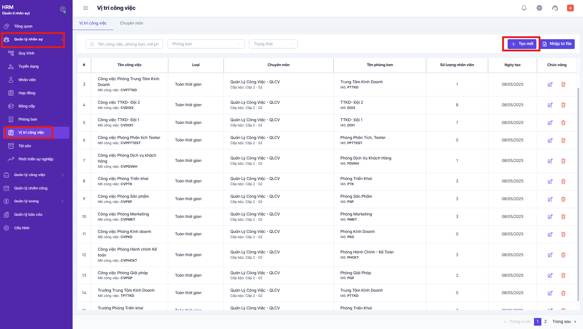 SMART HR | Vị trí công việc
