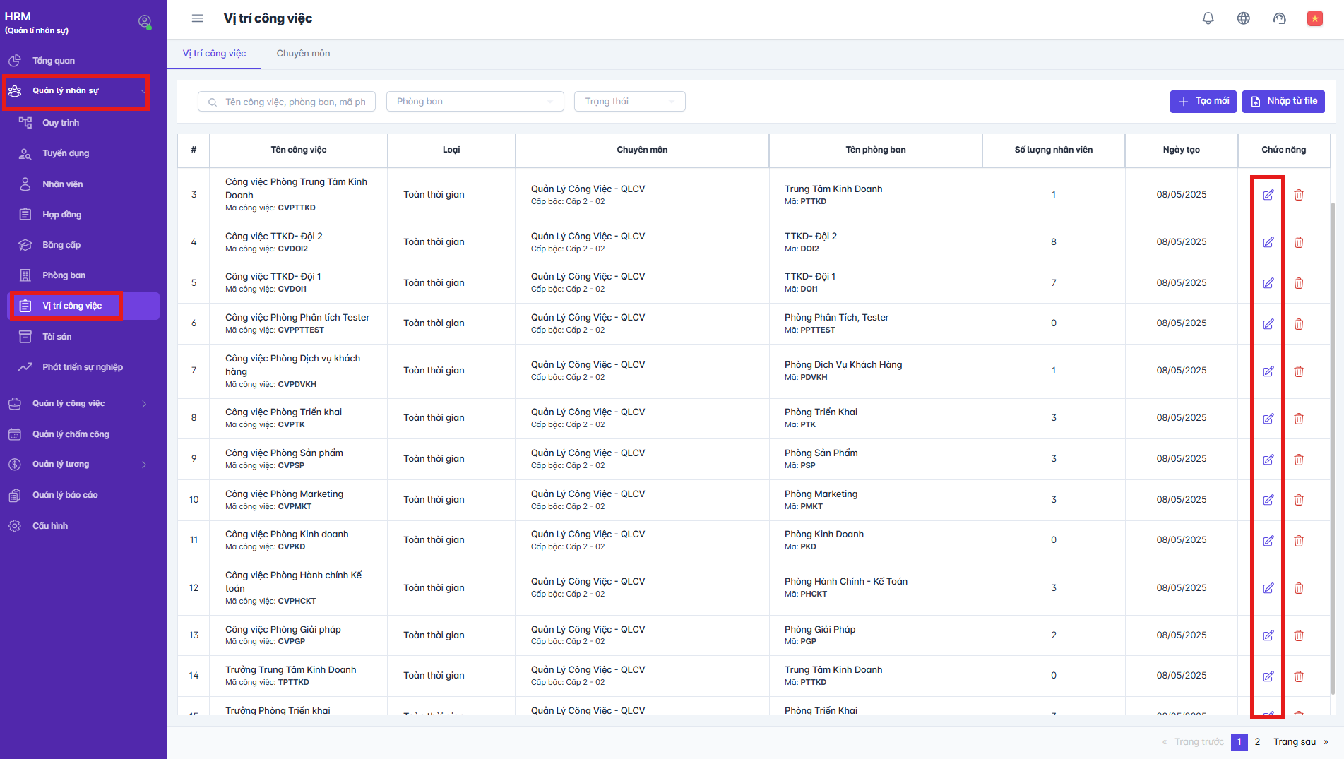 SMART HR | Vị trí công việc
