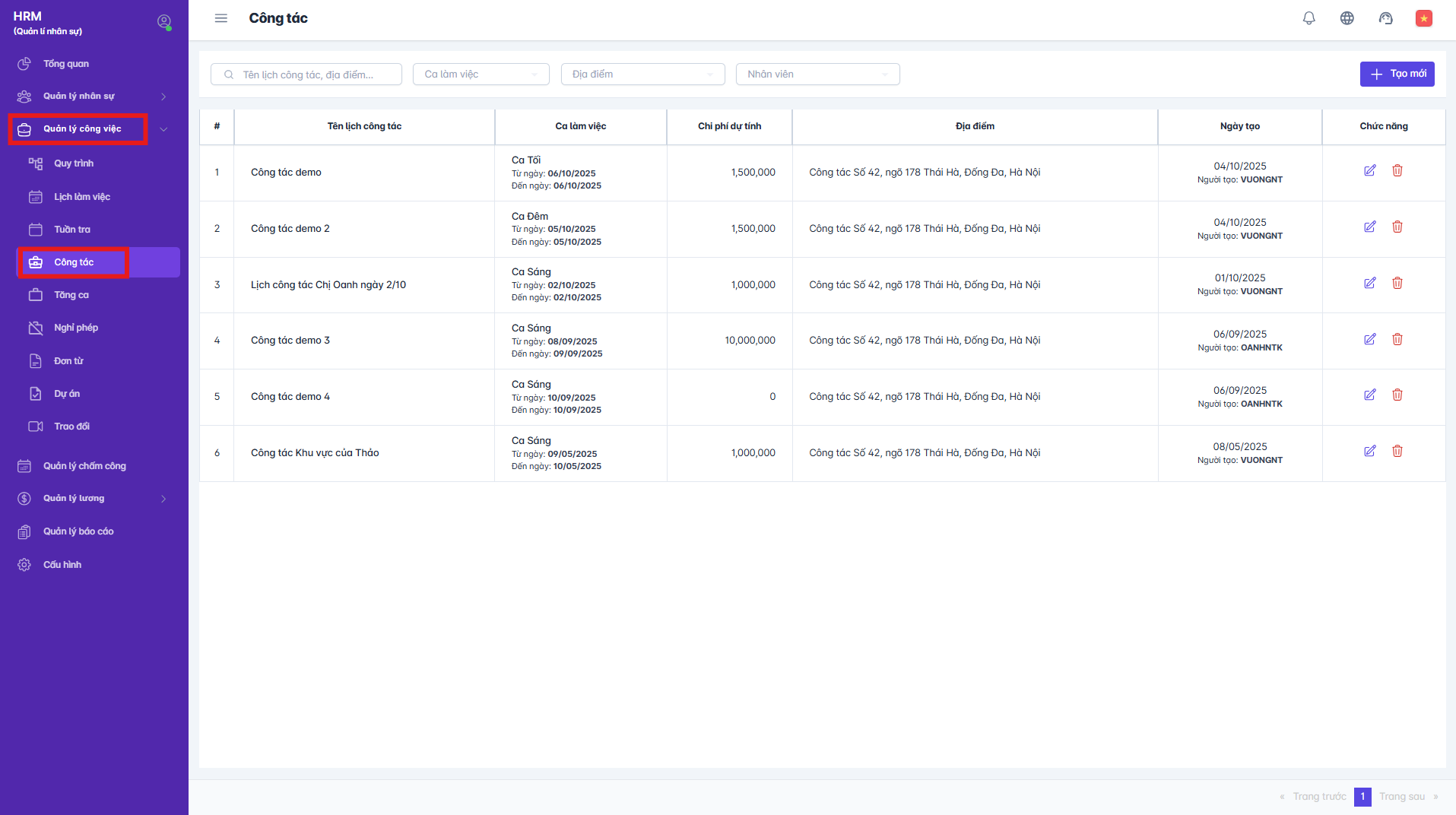 SMART HR | Quản lý công việc