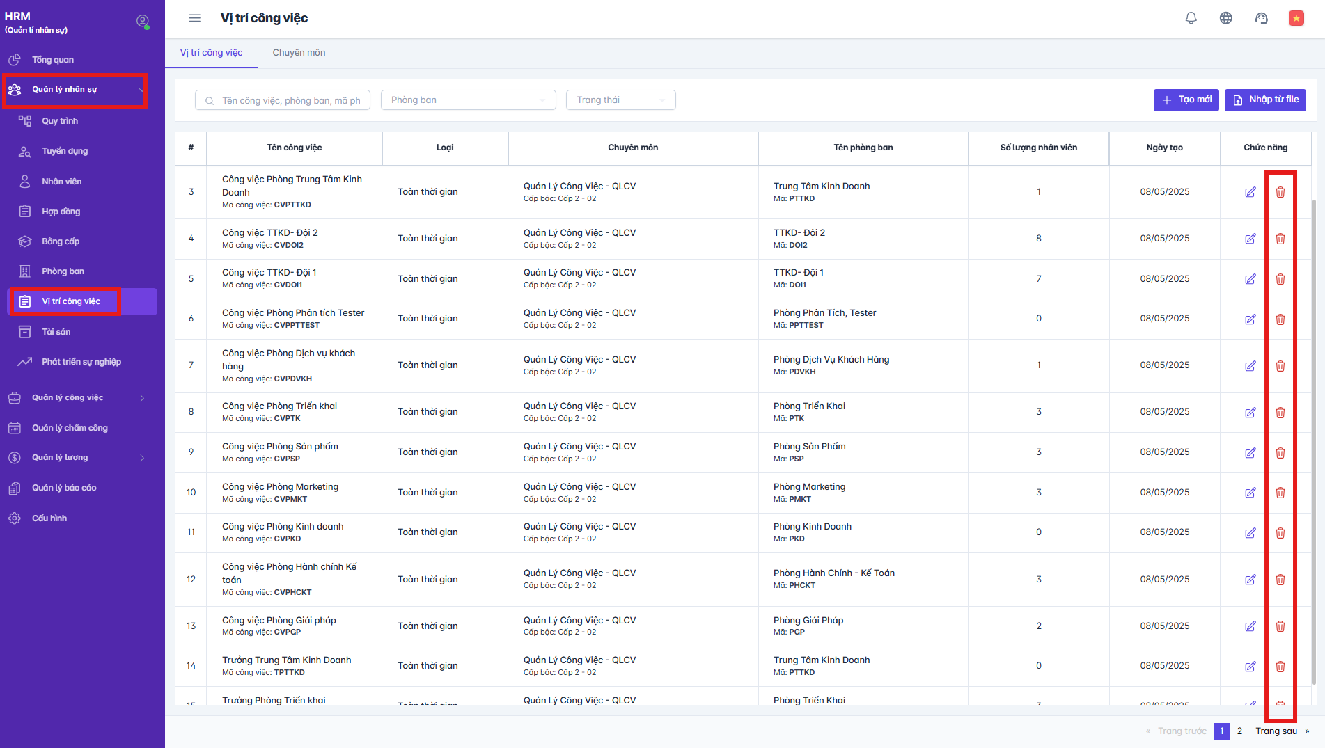 SMART HR | Vị trí công việc