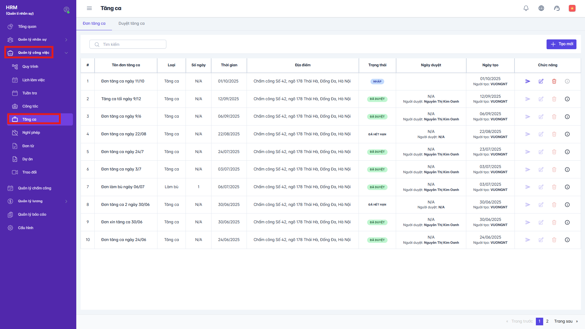 SMART HR | Quản lý công việc