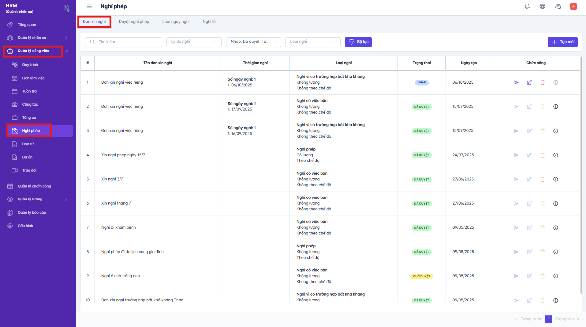 SMART HR | Quản lý công việc